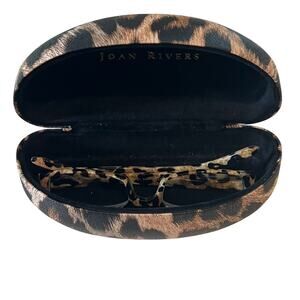 KJL by Kenneth Jay Lane Reading Glasses +3 Leopard Print Frame Joan Rivers Case